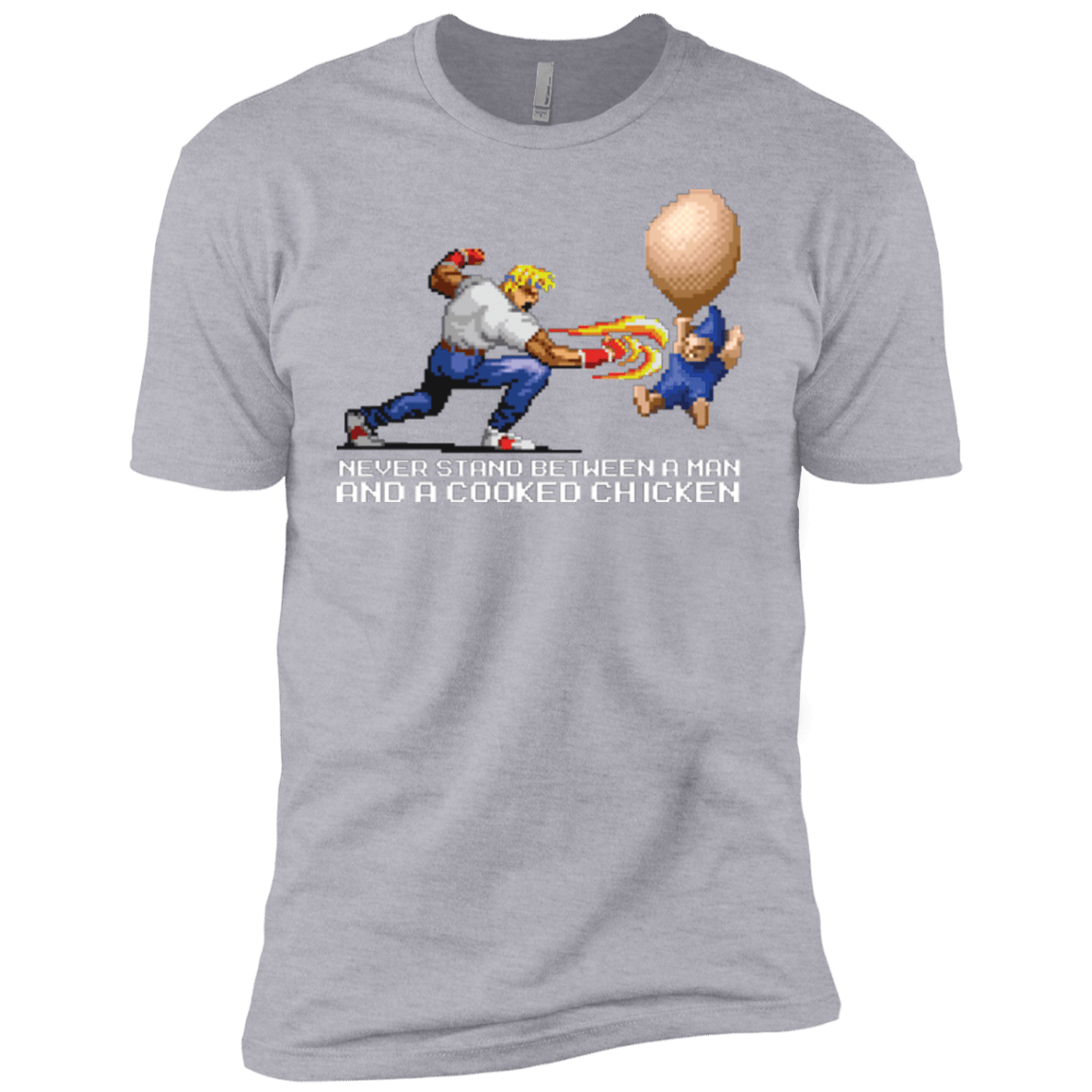 T-Shirts Heather Grey / YXS Never Stand Between A Man And A Cooked Chicken Boys Premium T-Shirt