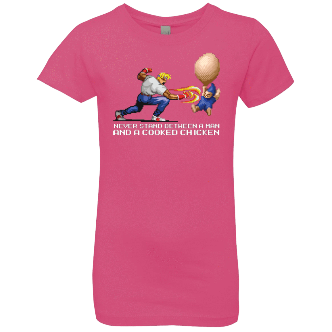 T-Shirts Hot Pink / YXS Never Stand Between A Man And A Cooked Chicken Girls Premium T-Shirt