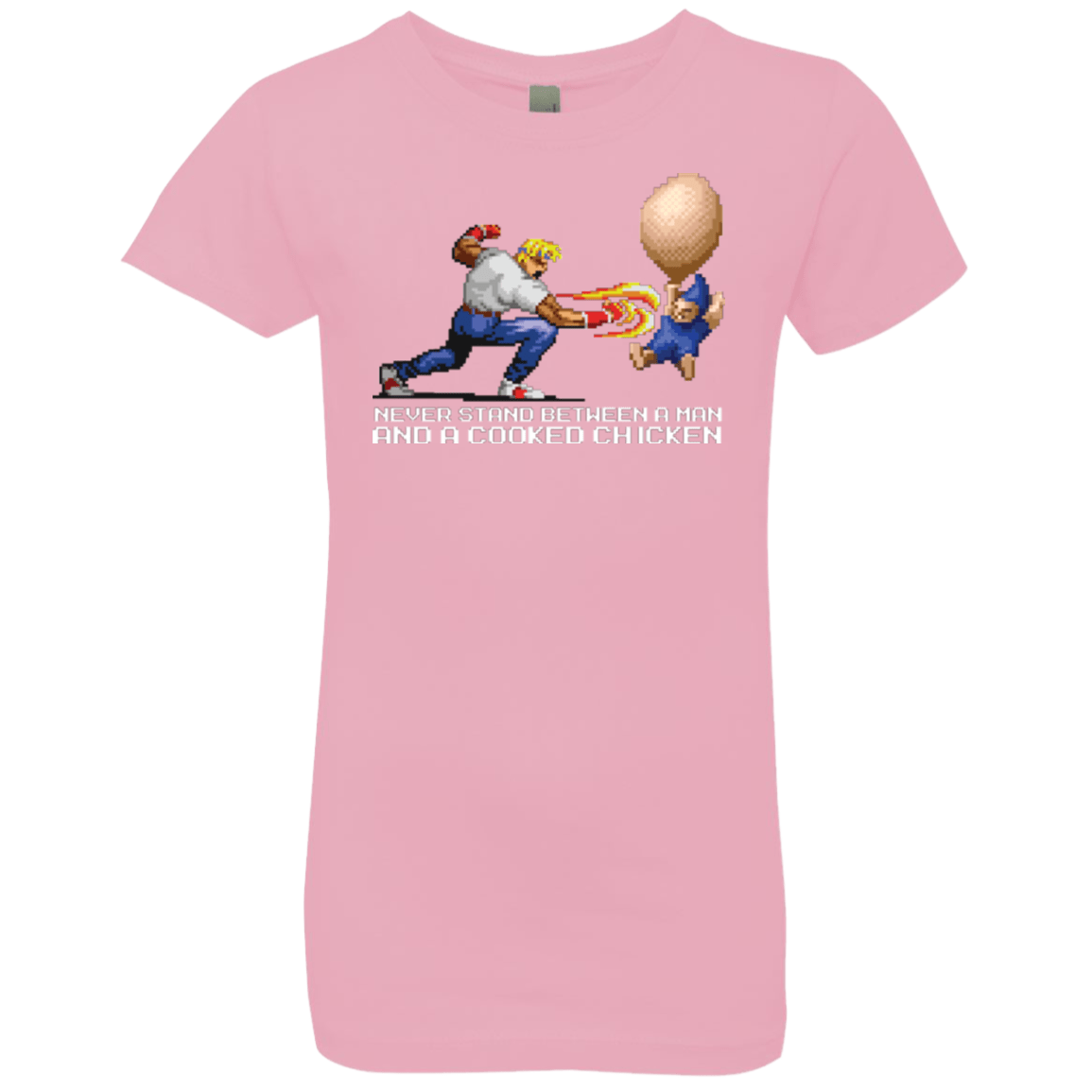 T-Shirts Light Pink / YXS Never Stand Between A Man And A Cooked Chicken Girls Premium T-Shirt