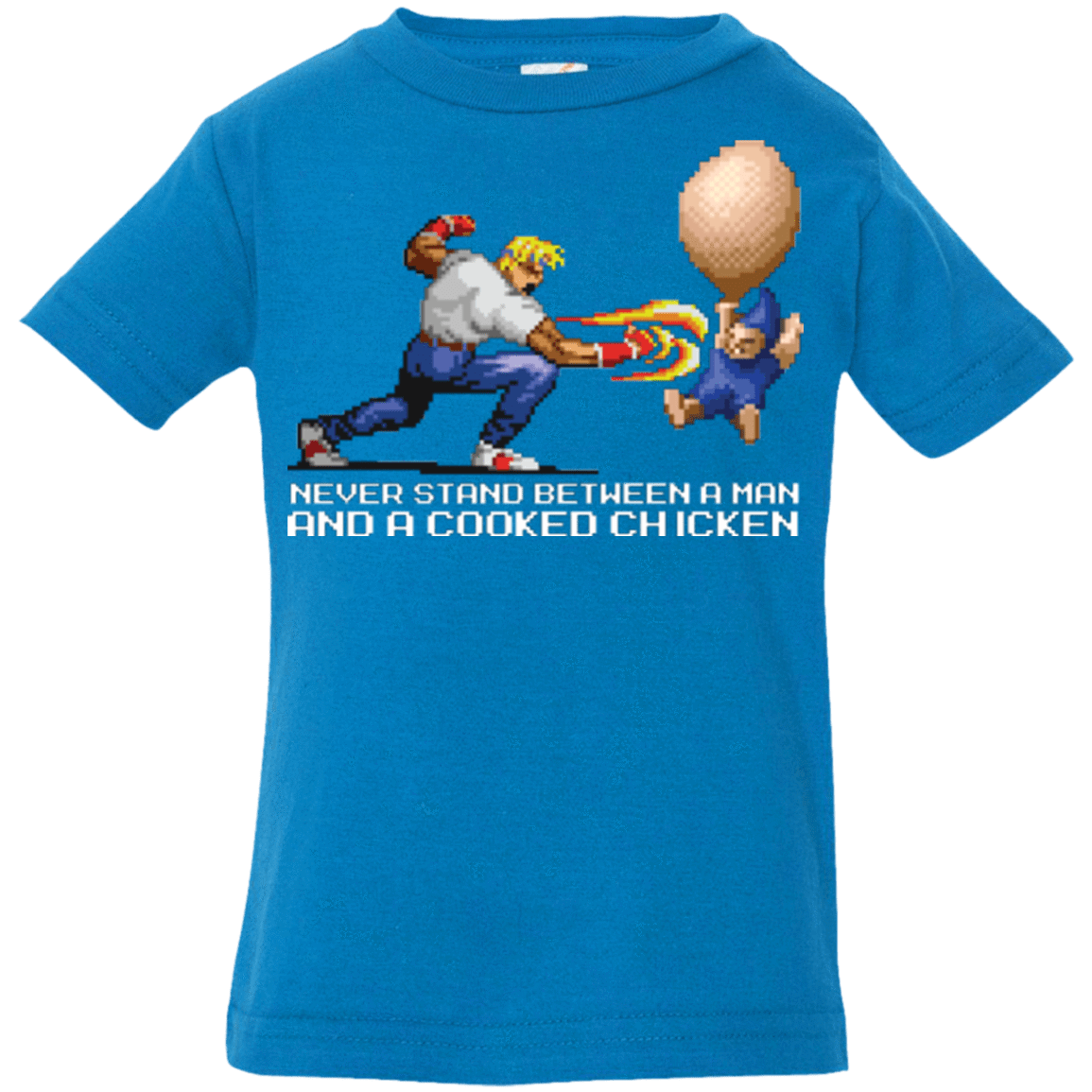 T-Shirts Cobalt / 6 Months Never Stand Between A Man And A Cooked Chicken Infant Premium T-Shirt