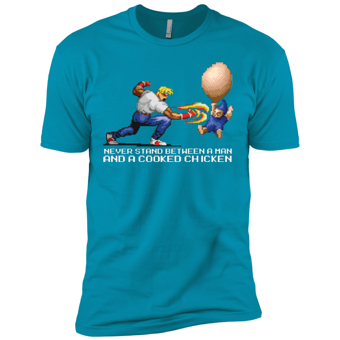 T-Shirts Turquoise / X-Small Never Stand Between A Man And A Cooked Chicken Men's Premium T-Shirt