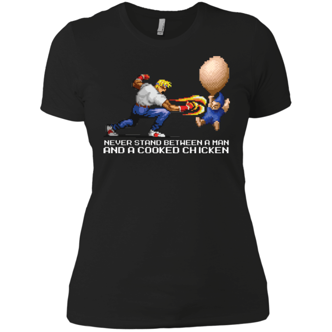 T-Shirts Black / X-Small Never Stand Between A Man And A Cooked Chicken Women's Premium T-Shirt