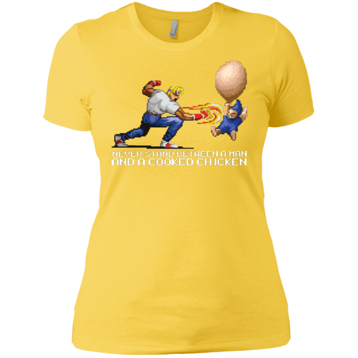 T-Shirts Vibrant Yellow / X-Small Never Stand Between A Man And A Cooked Chicken Women's Premium T-Shirt