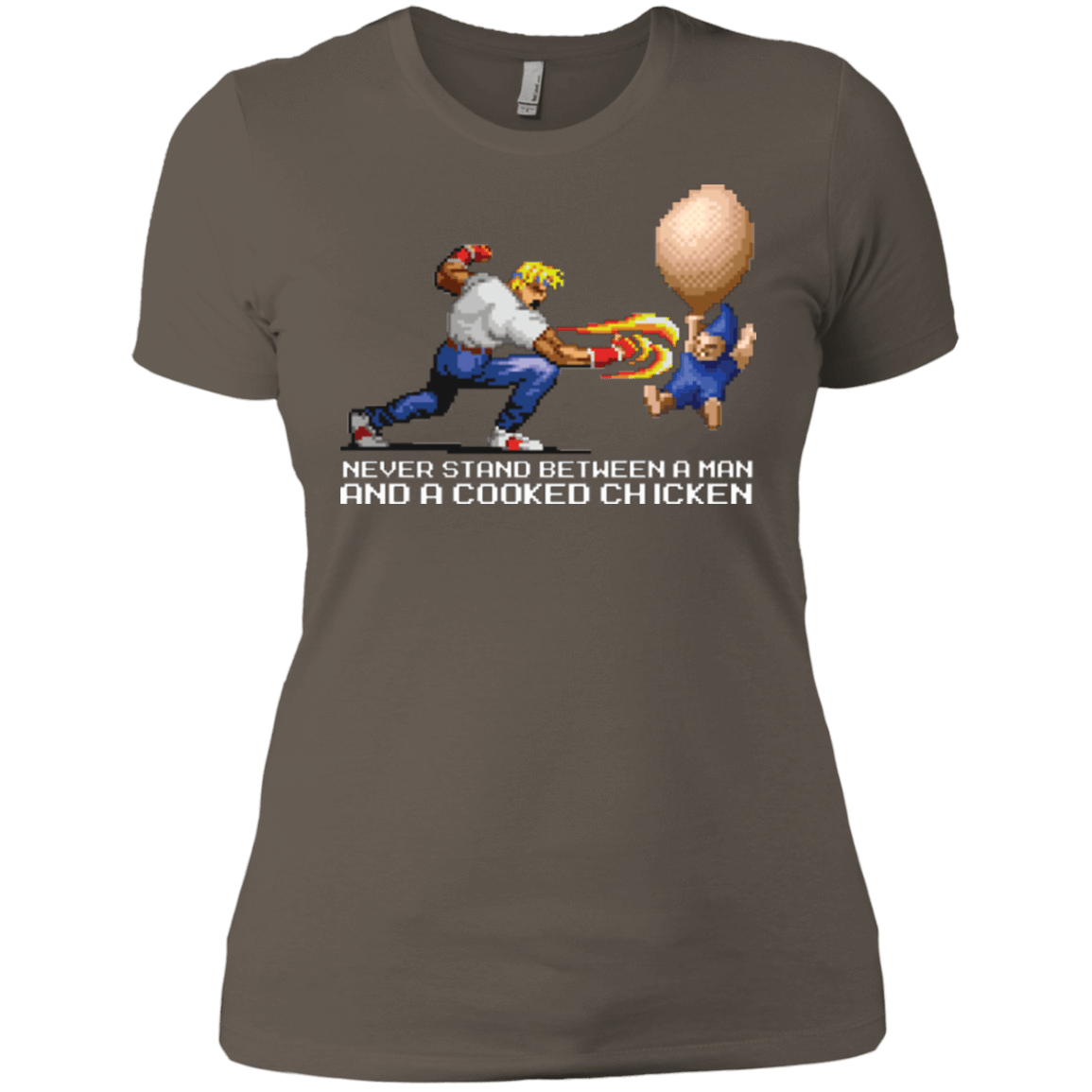 T-Shirts Warm Grey / X-Small Never Stand Between A Man And A Cooked Chicken Women's Premium T-Shirt