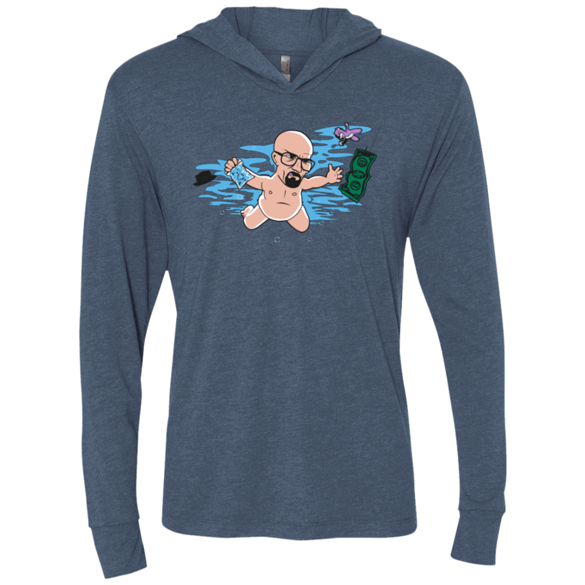 T-Shirts Indigo / X-Small NeverBad Triblend Long Sleeve Hoodie Tee