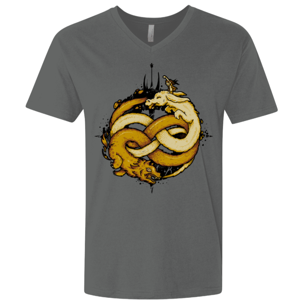 T-Shirts Heavy Metal / X-Small NEVERENDING FIGHT Men's Premium V-Neck