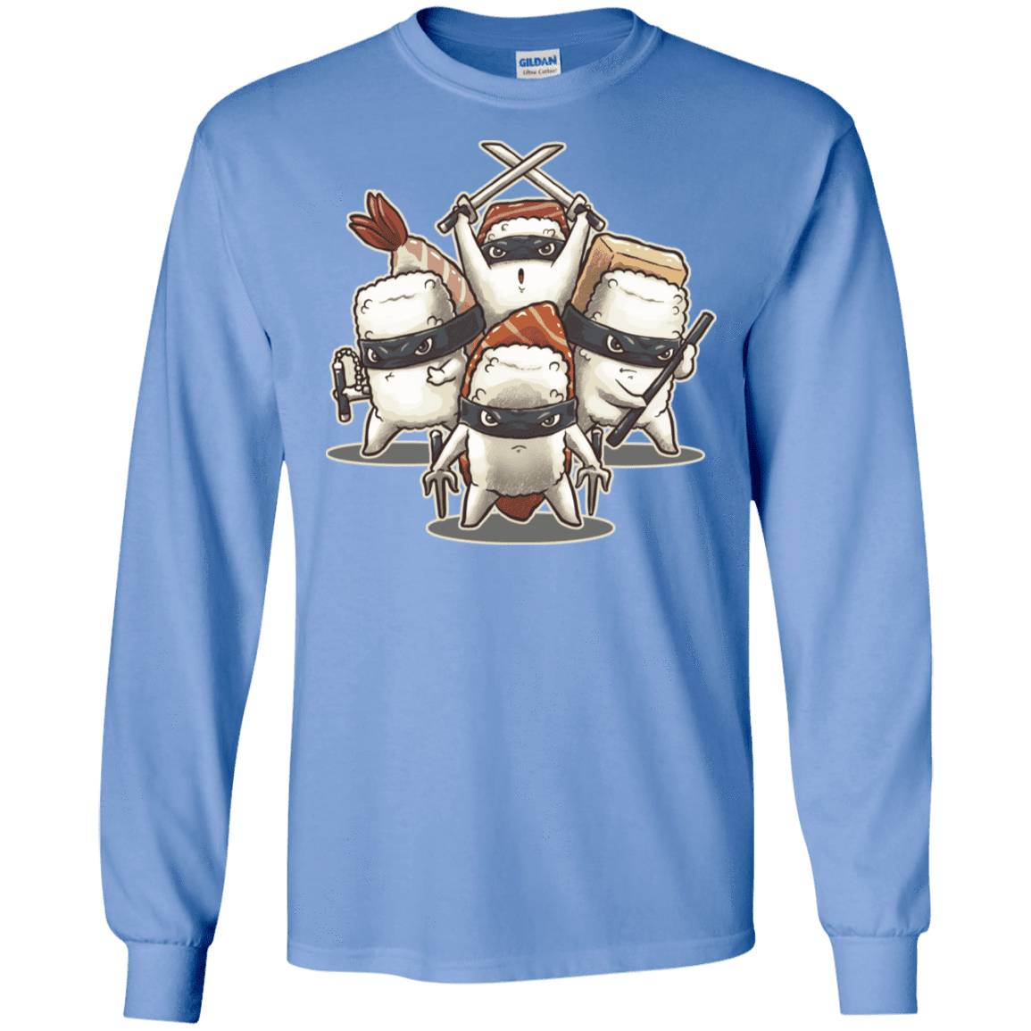 T-Shirts Carolina Blue / S Ninja Sushi Men's Long Sleeve T-Shirt