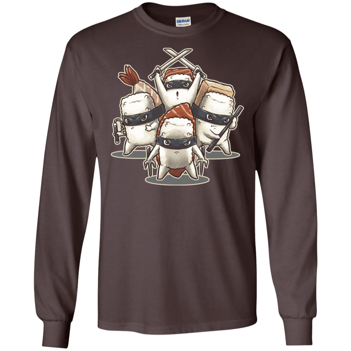 T-Shirts Dark Chocolate / S Ninja Sushi Men's Long Sleeve T-Shirt