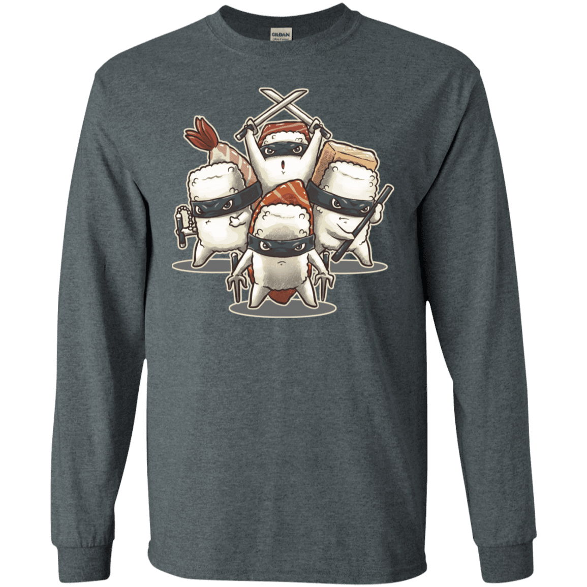 T-Shirts Dark Heather / S Ninja Sushi Men's Long Sleeve T-Shirt