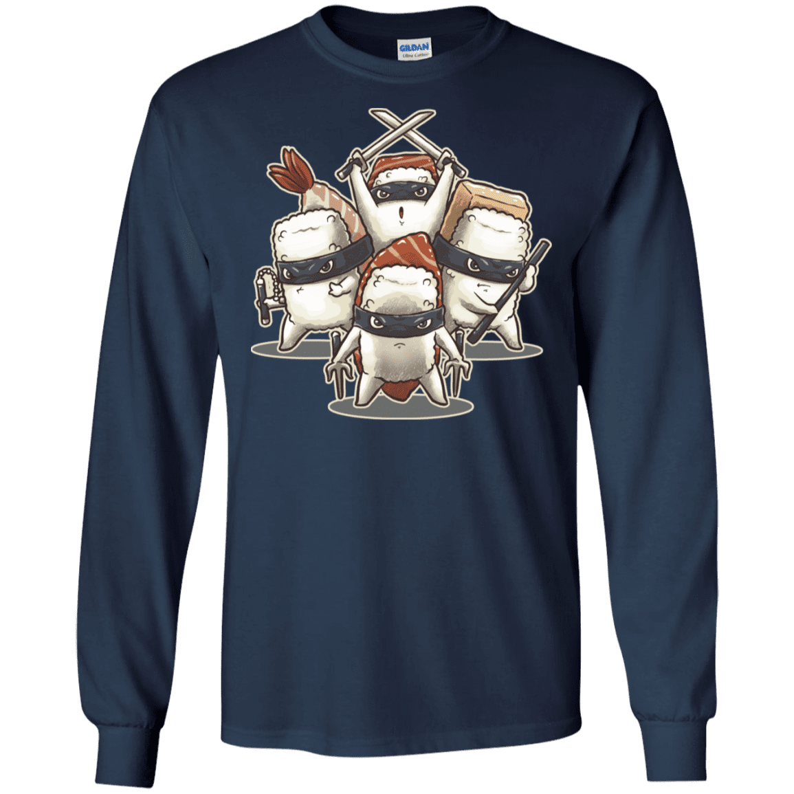 T-Shirts Navy / S Ninja Sushi Men's Long Sleeve T-Shirt