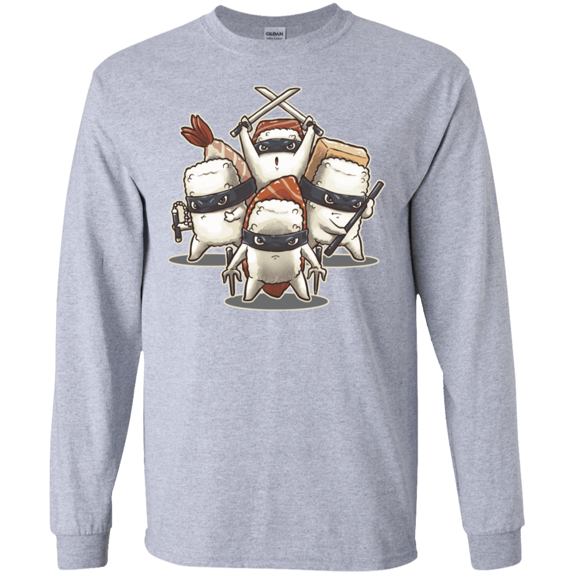 T-Shirts Sport Grey / S Ninja Sushi Men's Long Sleeve T-Shirt