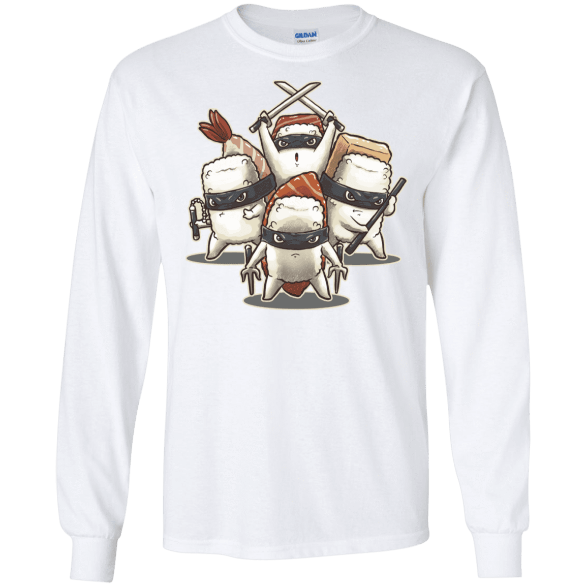 T-Shirts White / S Ninja Sushi Men's Long Sleeve T-Shirt