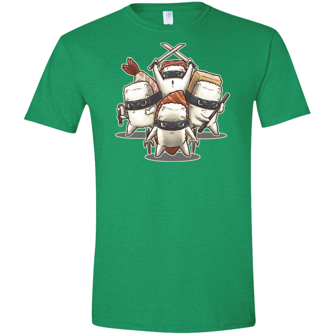 T-Shirts Heather Irish Green / M Ninja Sushi Men's Semi-Fitted Softstyle
