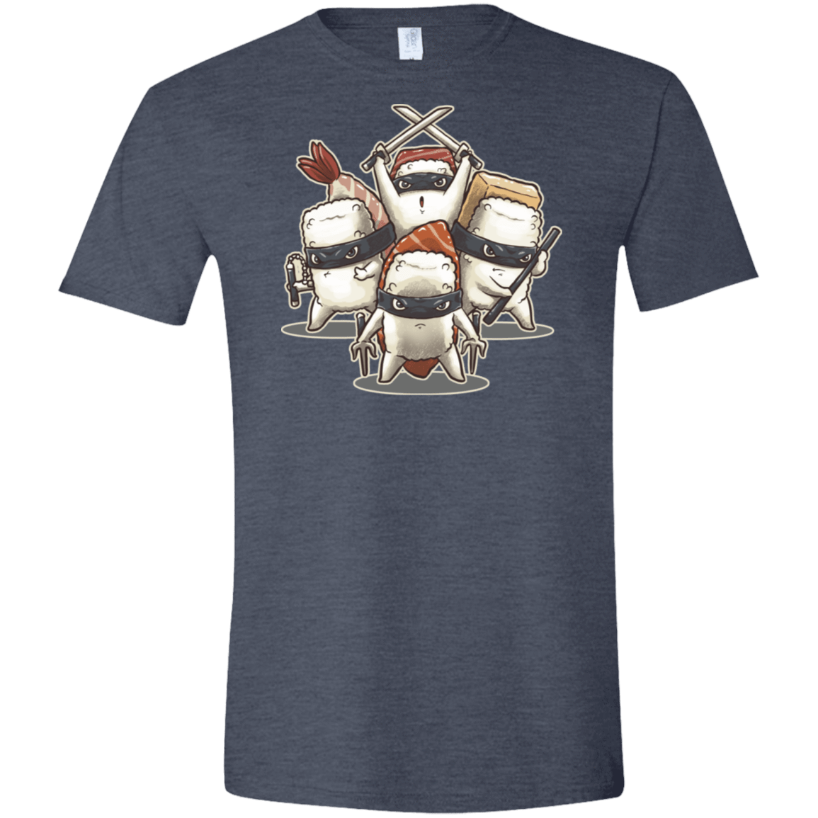 T-Shirts Heather Navy / S Ninja Sushi Men's Semi-Fitted Softstyle