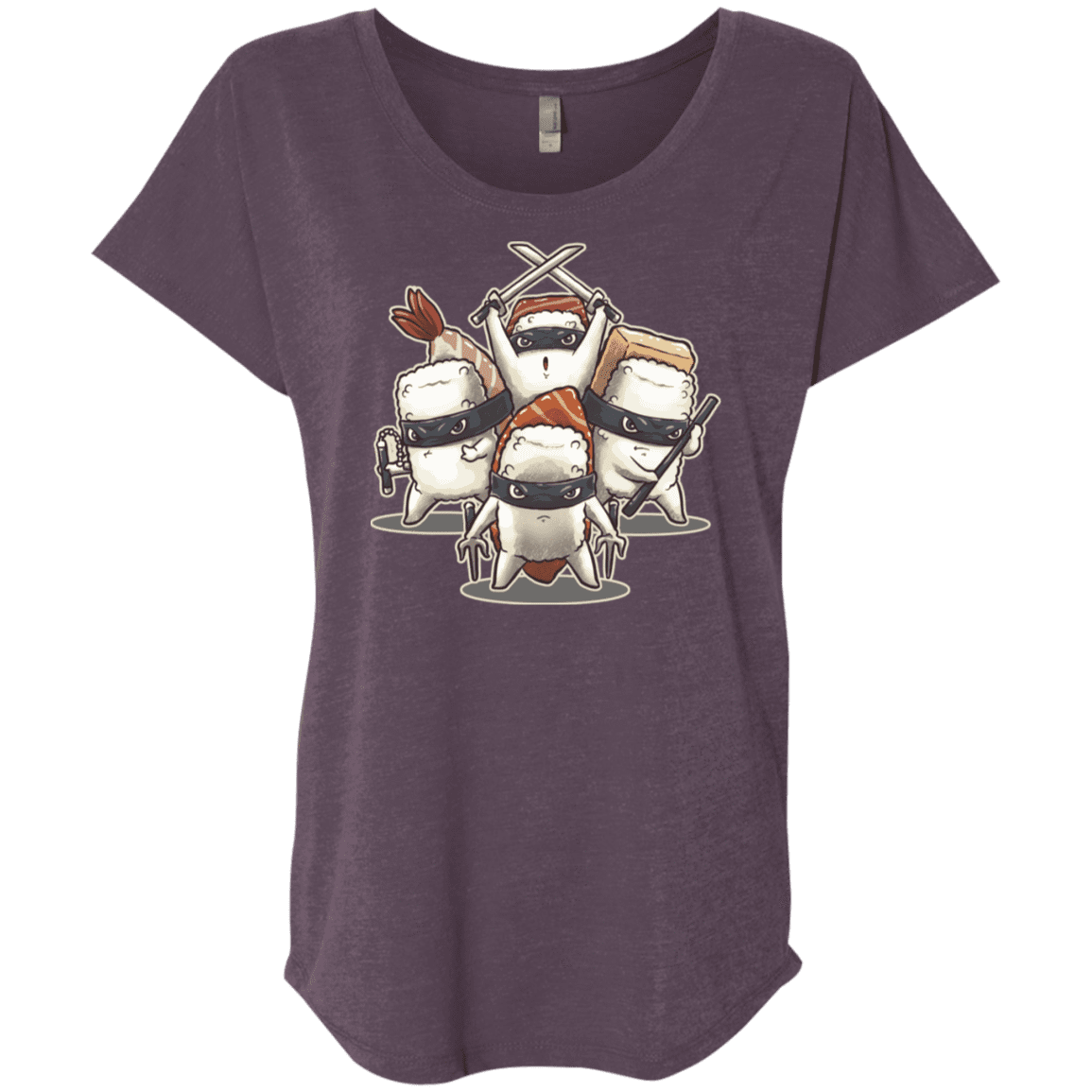 T-Shirts Vintage Purple / X-Small Ninja Sushi Triblend Dolman Sleeve