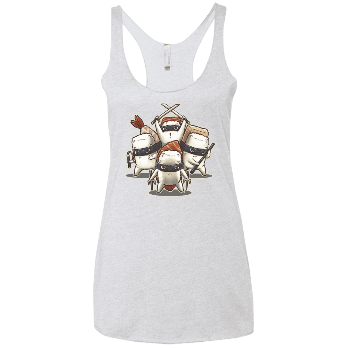 T-Shirts Heather White / X-Small Ninja Sushi Women's Triblend Racerback Tank