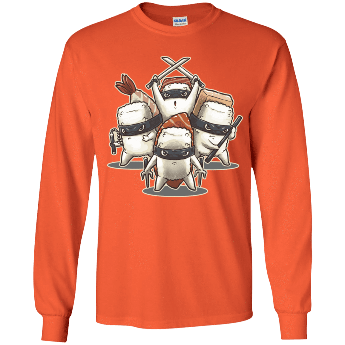 T-Shirts Orange / YS Ninja Sushi Youth Long Sleeve T-Shirt