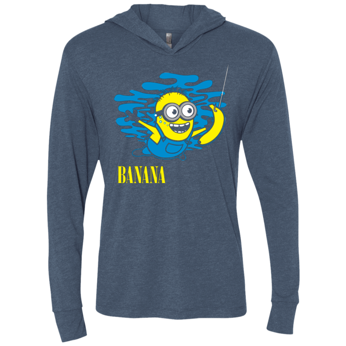 T-Shirts Indigo / X-Small Nirvana Banana Triblend Long Sleeve Hoodie Tee