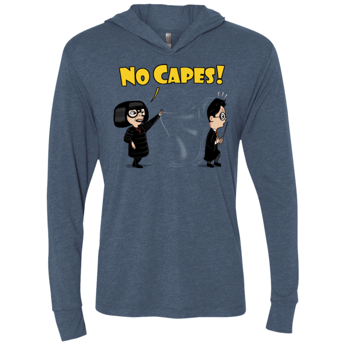 T-Shirts Indigo / X-Small No Capes Triblend Long Sleeve Hoodie Tee