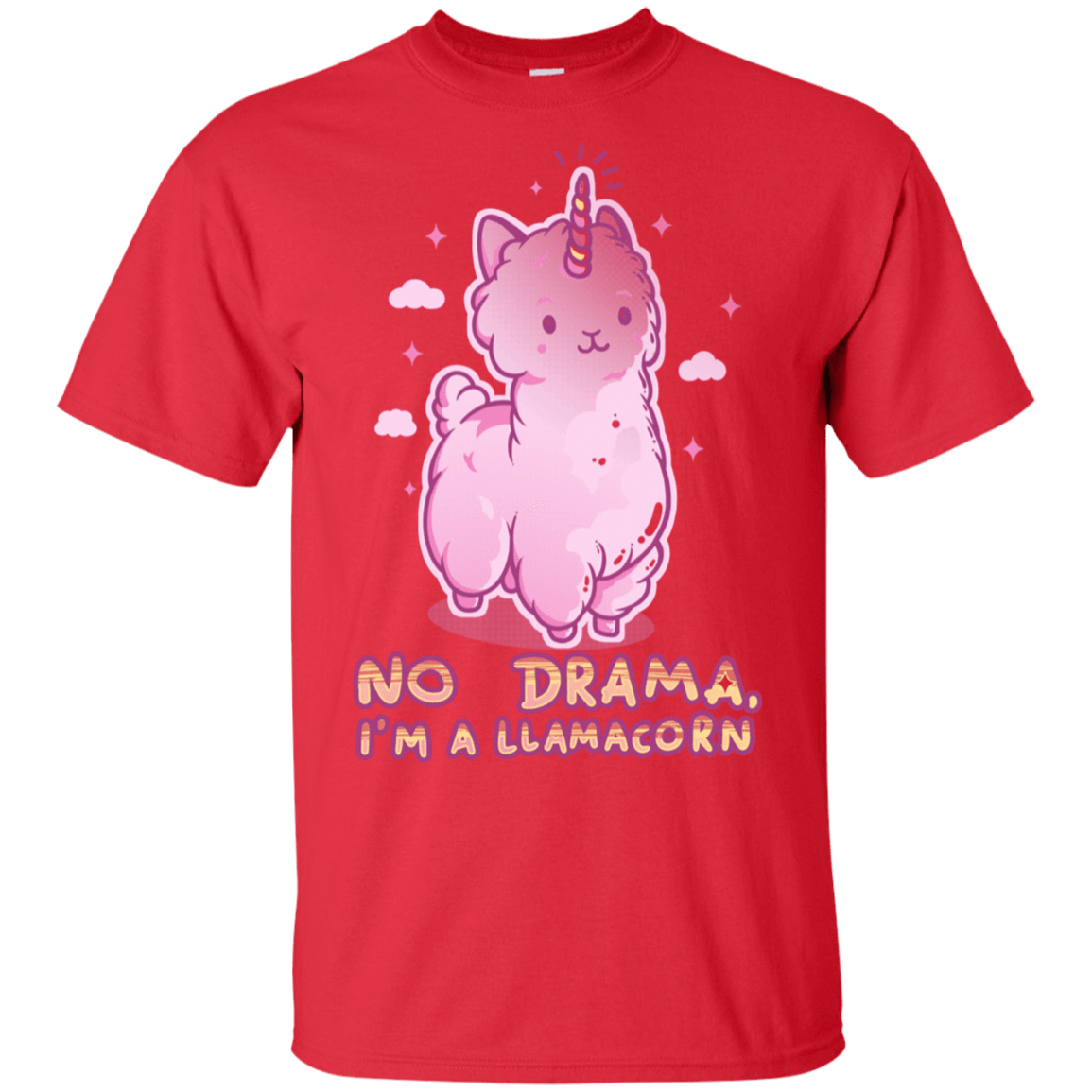 T-Shirts Red / S No Drama Llamacorn T-Shirt