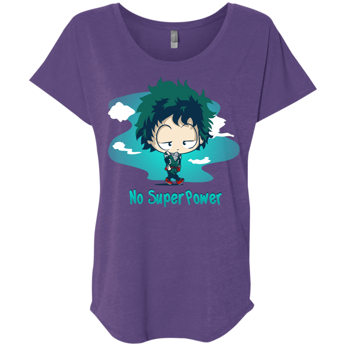 T-Shirts Purple Rush / X-Small No Super Power Triblend Dolman Sleeve