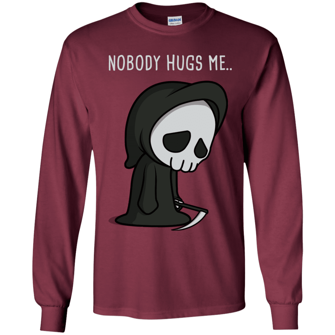 T-Shirts Maroon / YS Nobody Hugs Me Youth Long Sleeve T-Shirt