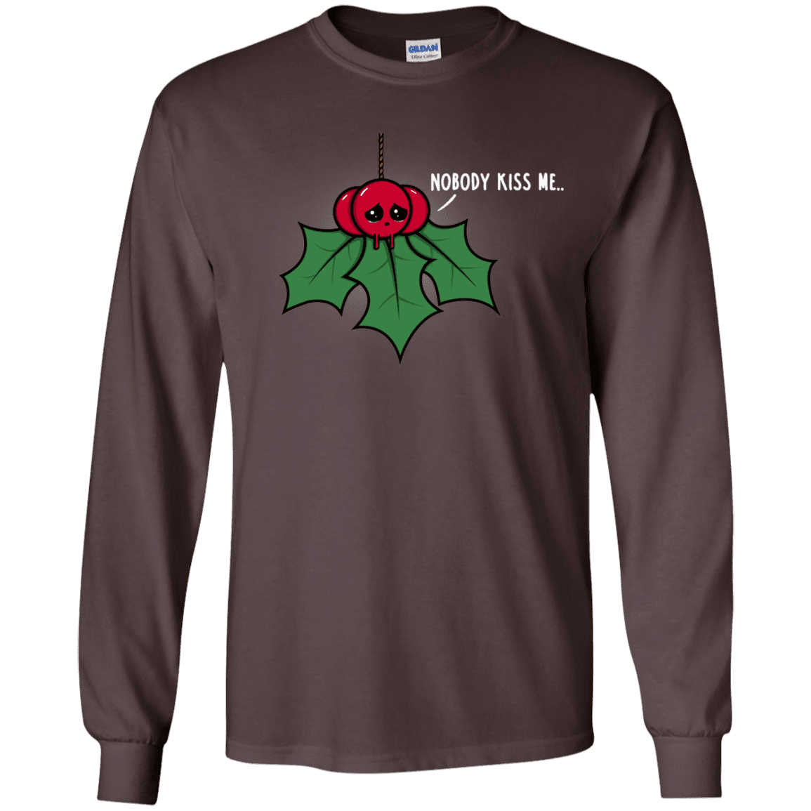 T-Shirts Dark Chocolate / S Nobody Kiss Me Men's Long Sleeve T-Shirt