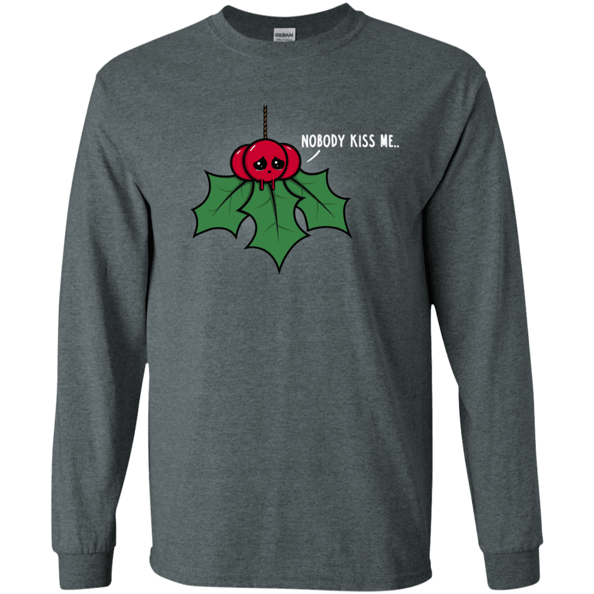 T-Shirts Dark Heather / S Nobody Kiss Me Men's Long Sleeve T-Shirt