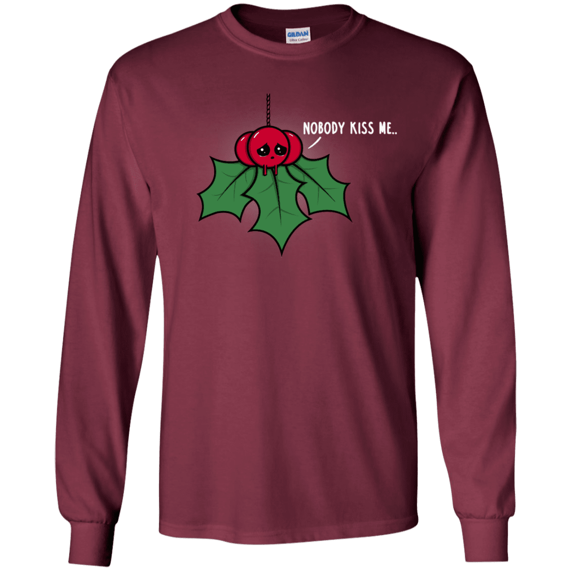 T-Shirts Maroon / S Nobody Kiss Me Men's Long Sleeve T-Shirt