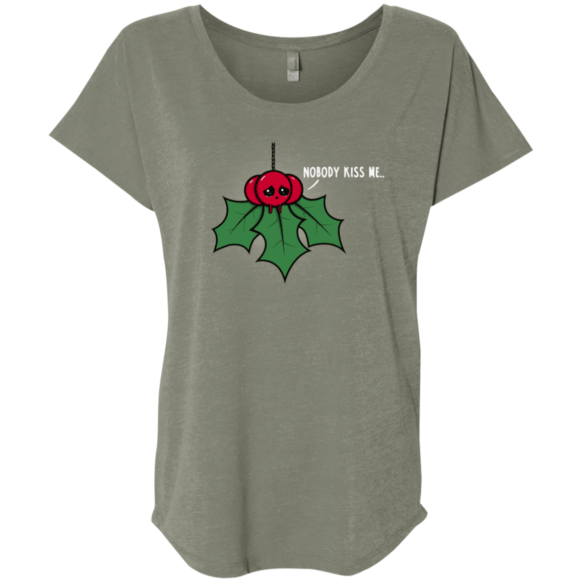 T-Shirts Venetian Grey / X-Small Nobody Kiss Me Triblend Dolman Sleeve