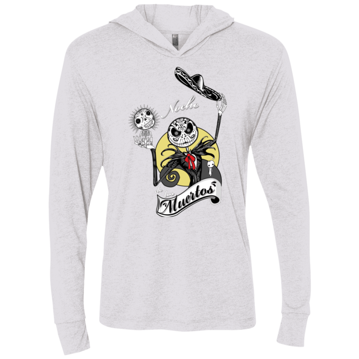 T-Shirts Heather White / X-Small Noche de los Muertos Triblend Long Sleeve Hoodie Tee