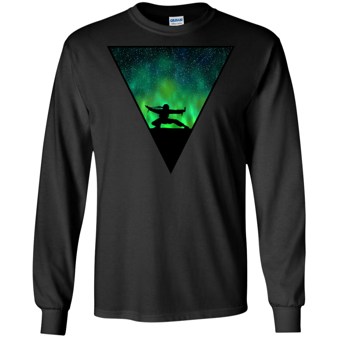T-Shirts Black / S Northern Lights Pose Men's Long Sleeve T-Shirt
