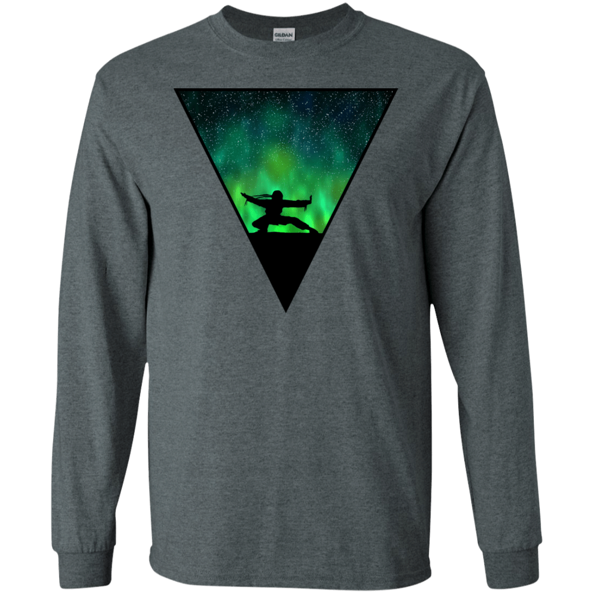 T-Shirts Dark Heather / S Northern Lights Pose Men's Long Sleeve T-Shirt