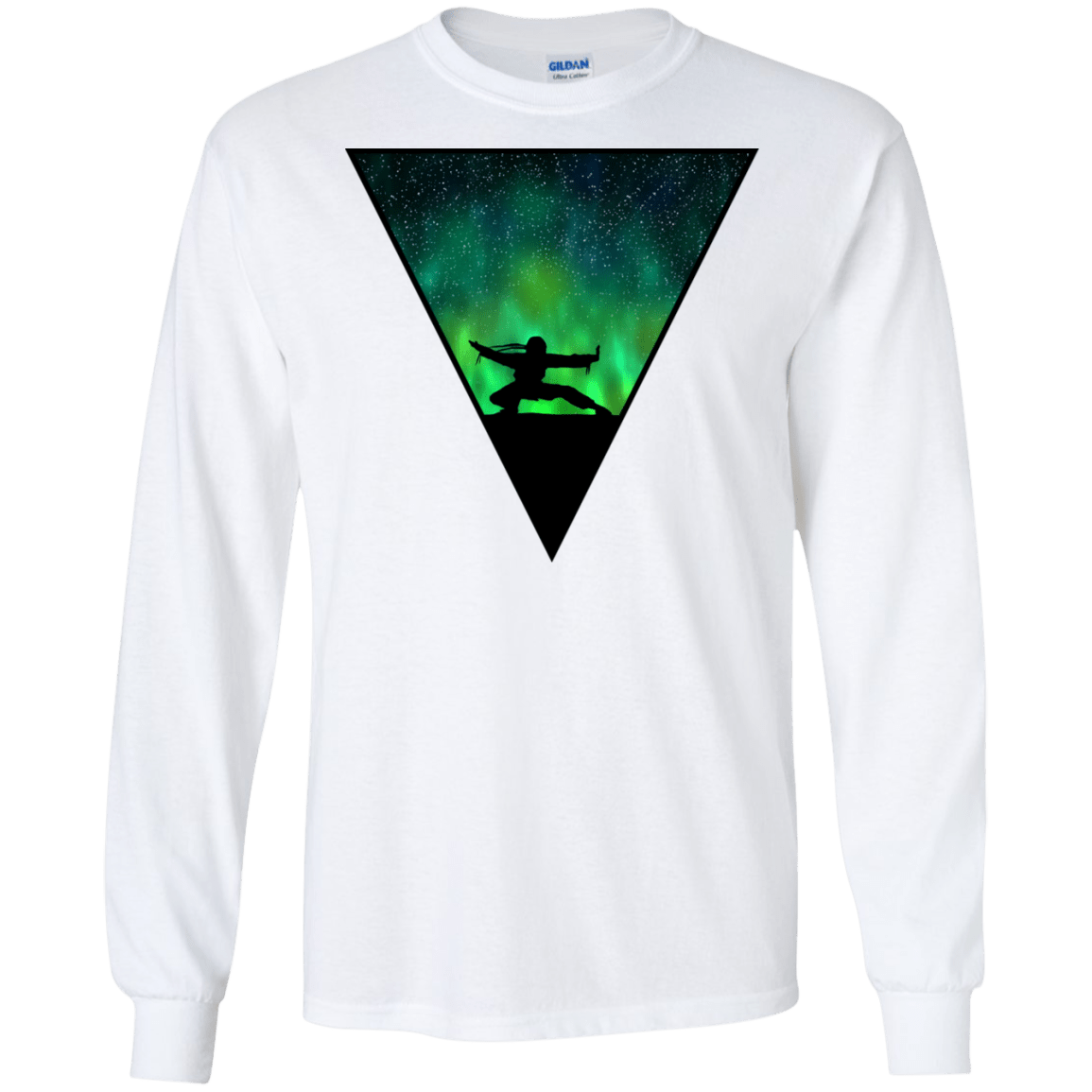 T-Shirts White / S Northern Lights Pose Men's Long Sleeve T-Shirt