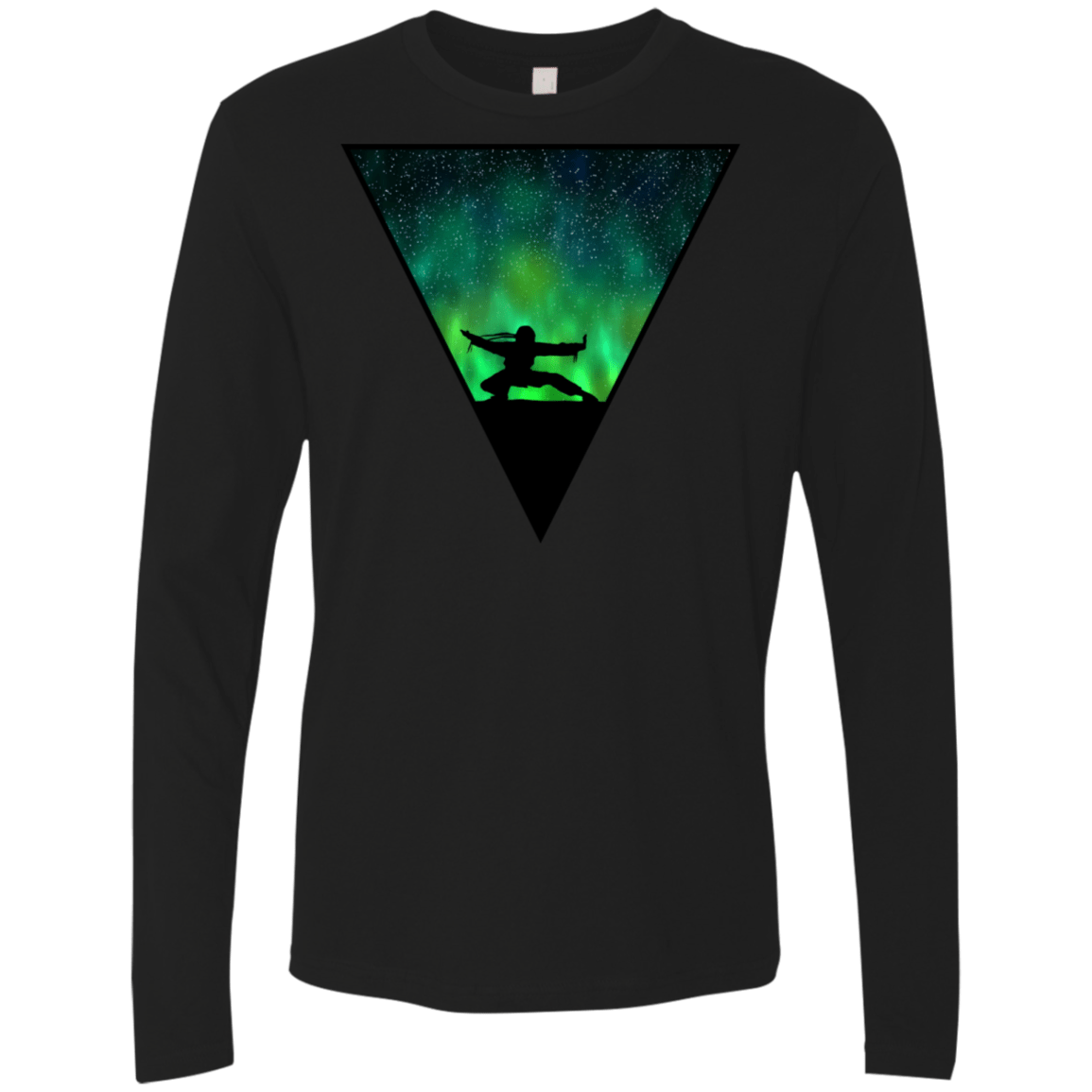 T-Shirts Black / S Northern Lights Pose Men's Premium Long Sleeve