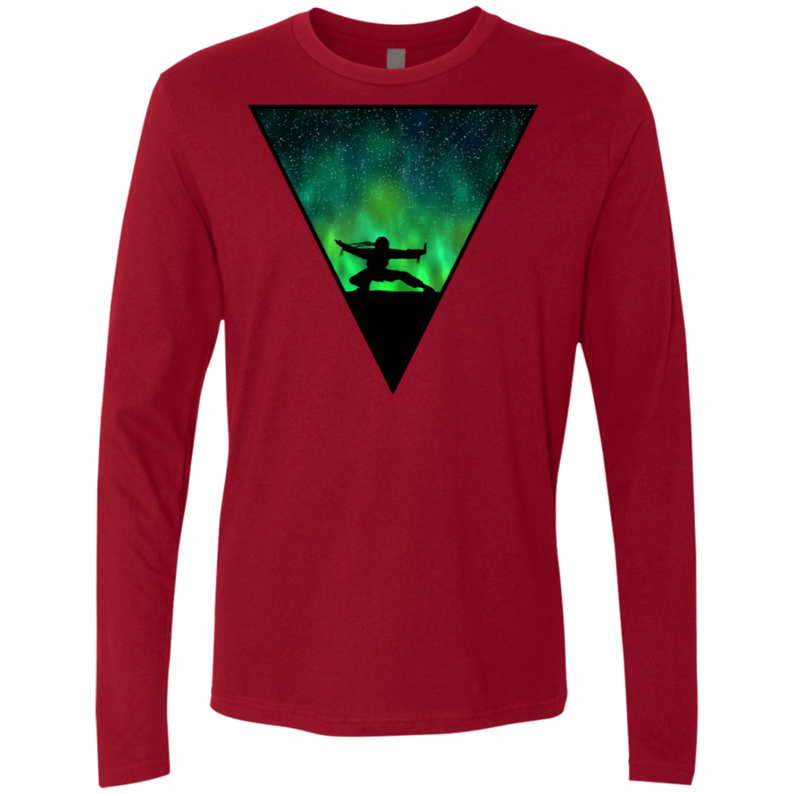 T-Shirts Cardinal / S Northern Lights Pose Men's Premium Long Sleeve