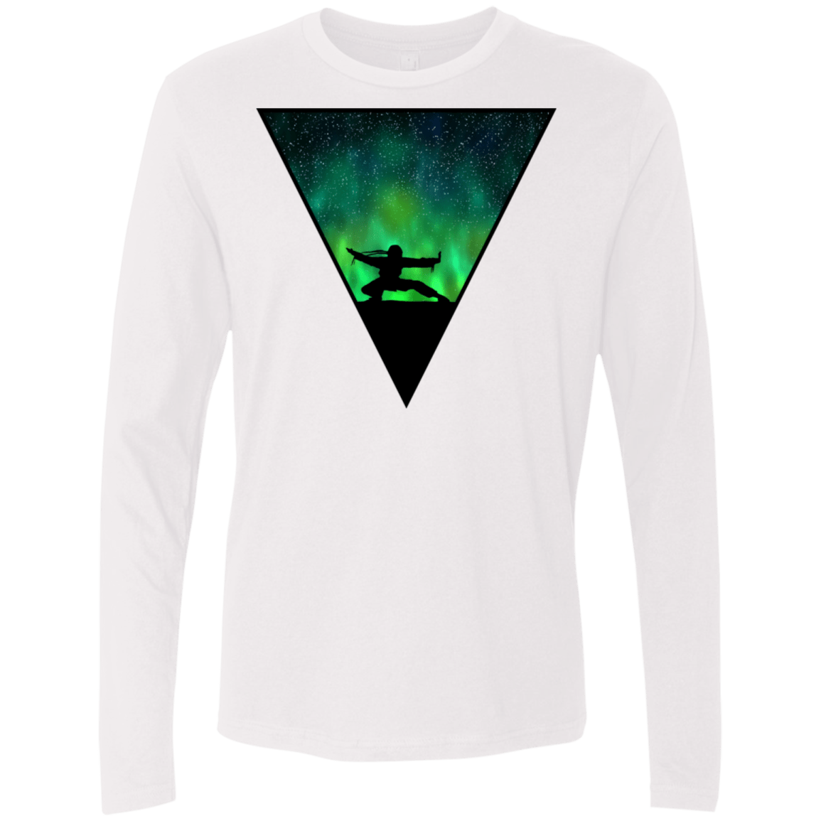 T-Shirts White / S Northern Lights Pose Men's Premium Long Sleeve