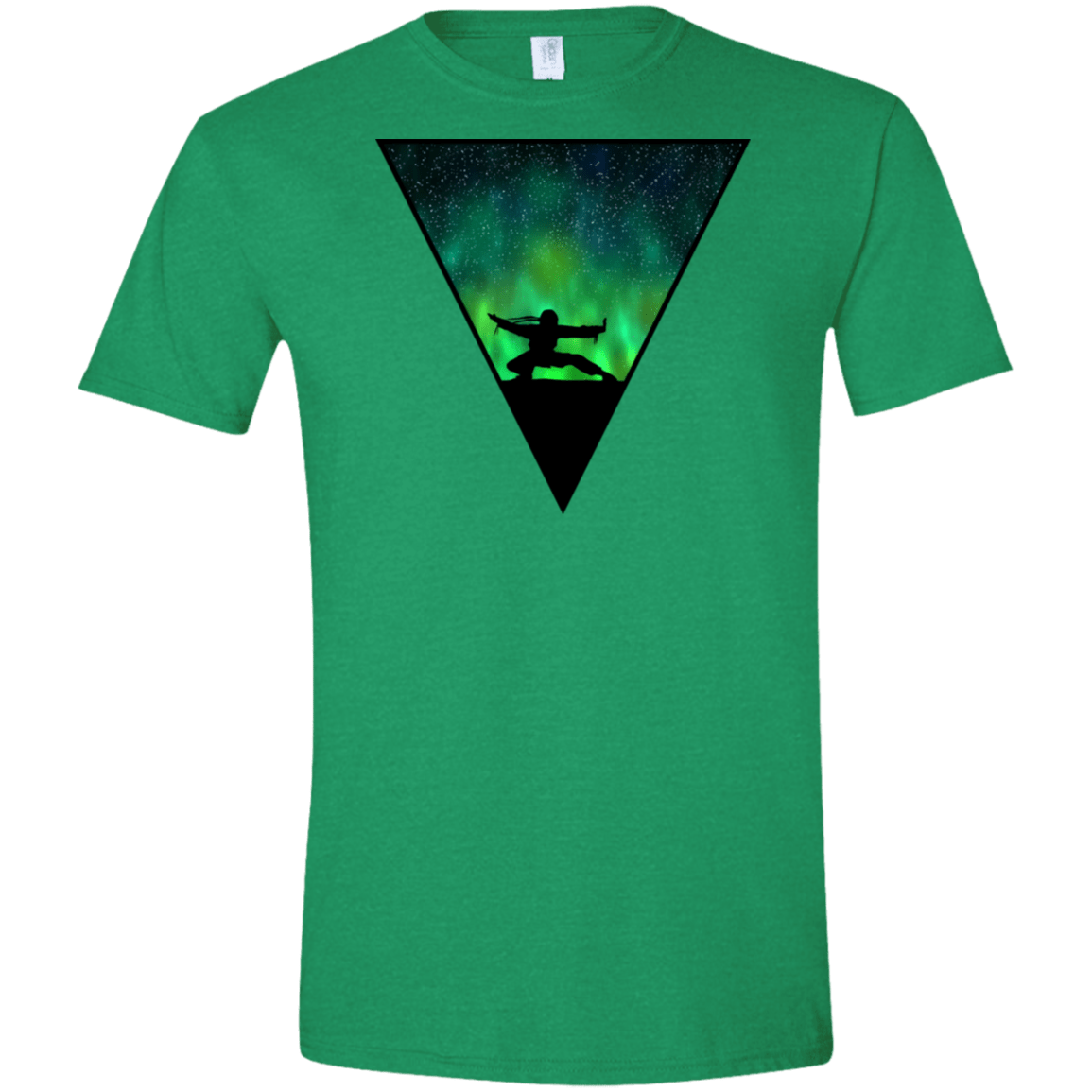 T-Shirts Heather Irish Green / S Northern Lights Pose Men's Semi-Fitted Softstyle