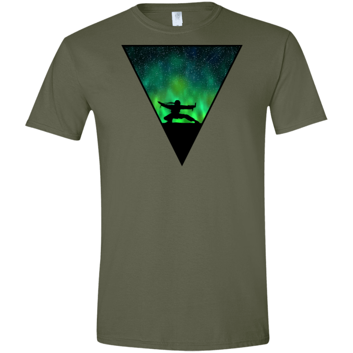 T-Shirts Military Green / S Northern Lights Pose Men's Semi-Fitted Softstyle