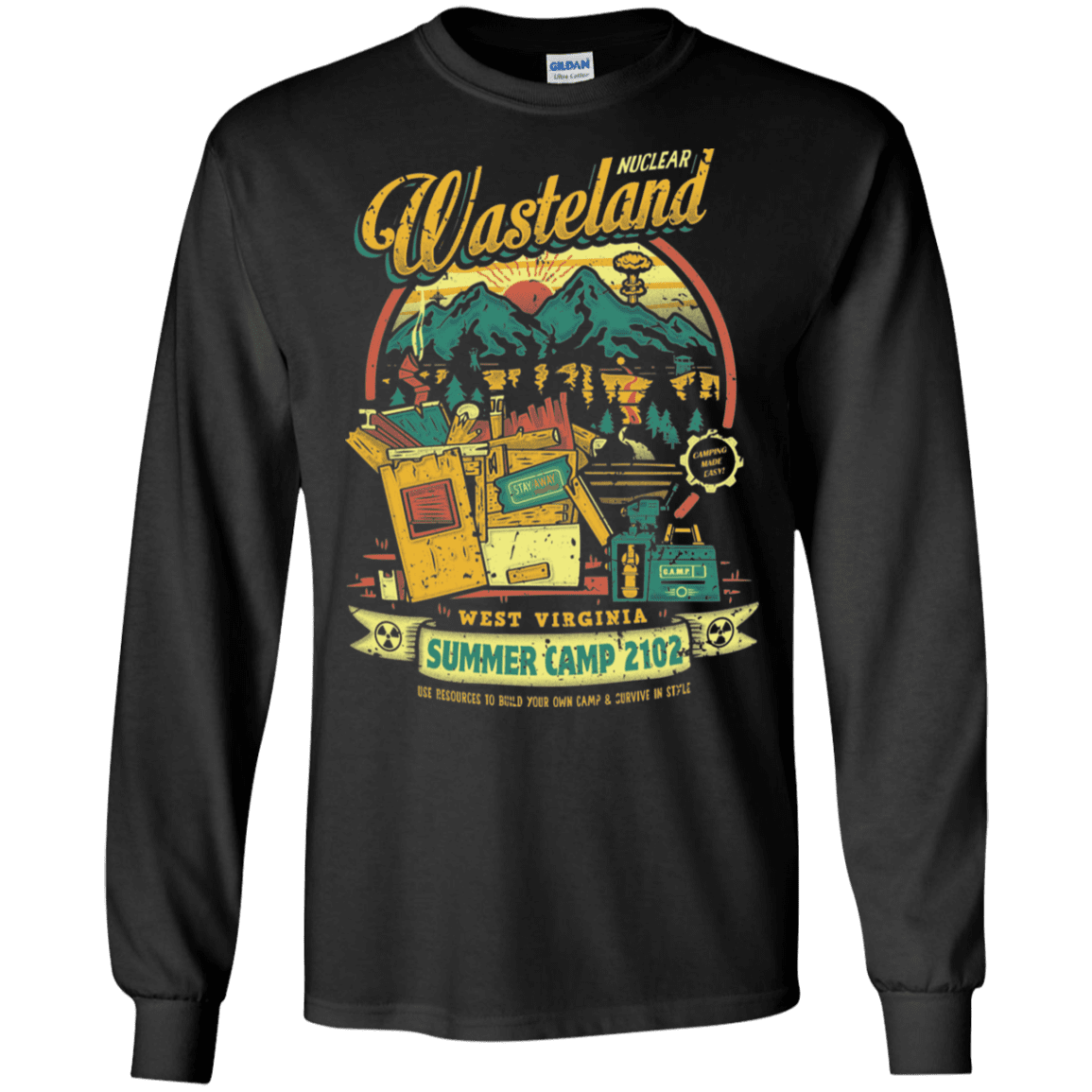 T-Shirts Black / S Nuclear Summer Camp Men's Long Sleeve T-Shirt