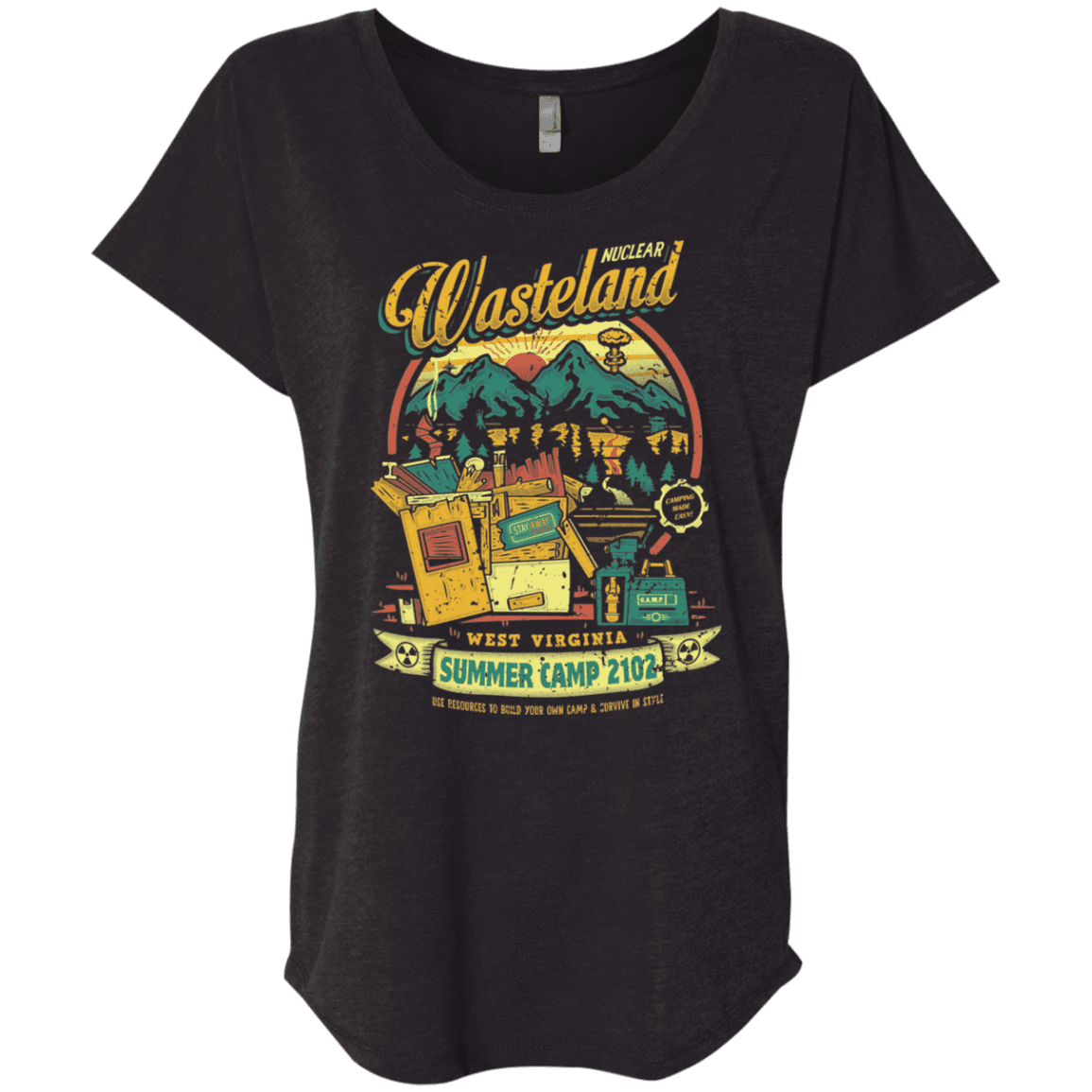 T-Shirts Vintage Black / X-Small Nuclear Summer Camp Triblend Dolman Sleeve