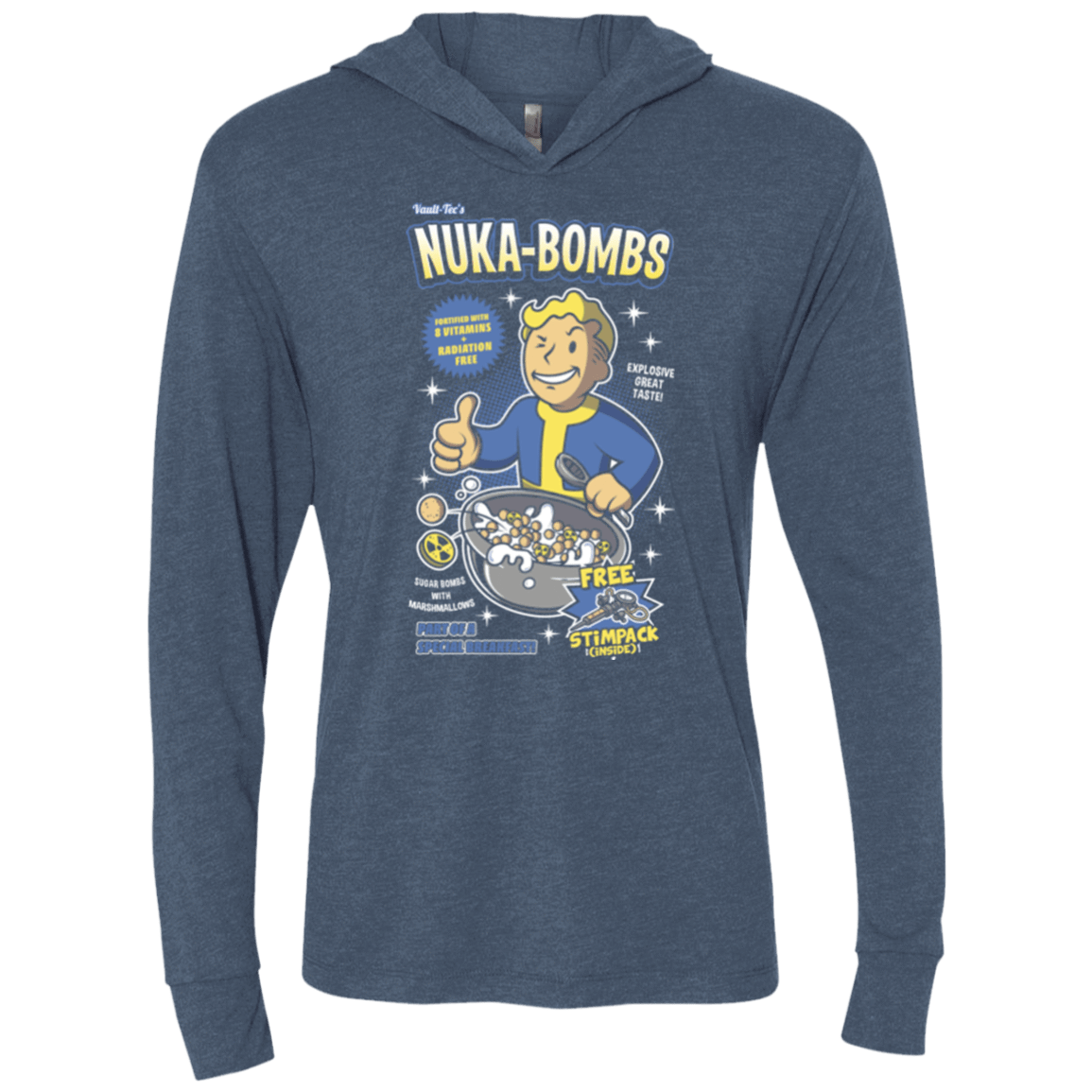 T-Shirts Indigo / X-Small Nuka Bombs Triblend Long Sleeve Hoodie Tee