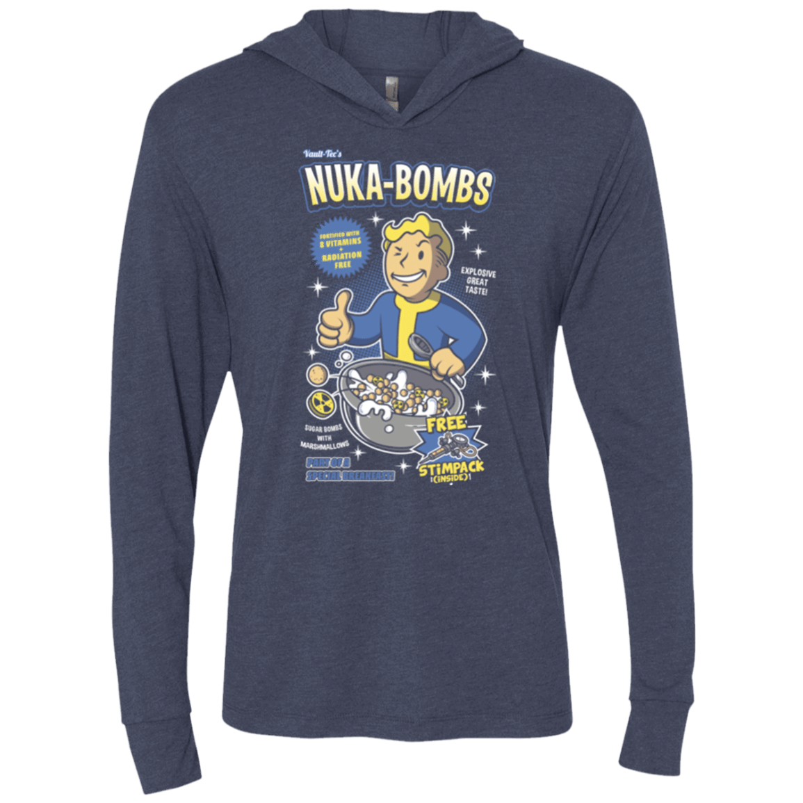 T-Shirts Vintage Navy / X-Small Nuka Bombs Triblend Long Sleeve Hoodie Tee
