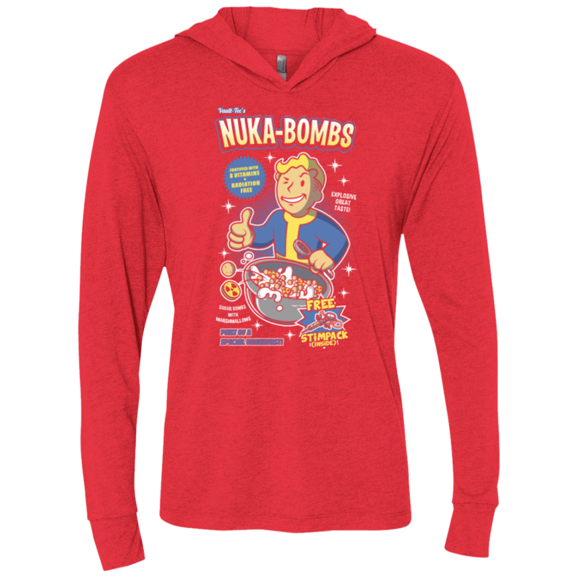 T-Shirts Vintage Red / X-Small Nuka Bombs Triblend Long Sleeve Hoodie Tee