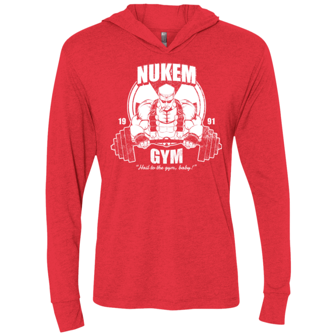 T-Shirts Vintage Red / X-Small Nukem Gym Triblend Long Sleeve Hoodie Tee