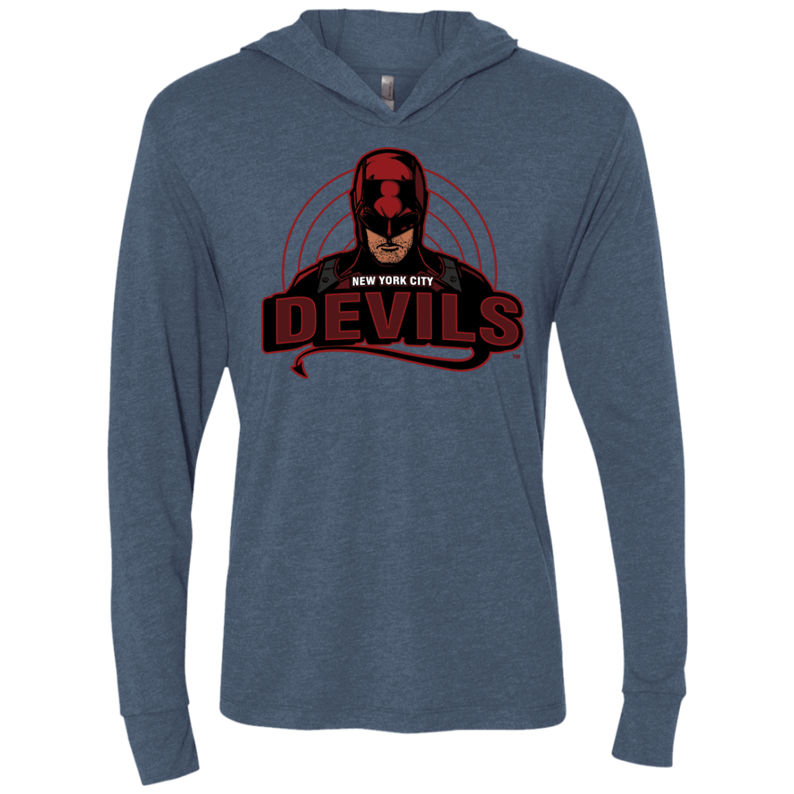 T-Shirts Indigo / X-Small NYC Devils Triblend Long Sleeve Hoodie Tee
