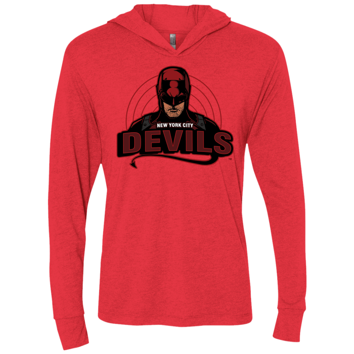 T-Shirts Vintage Red / X-Small NYC Devils Triblend Long Sleeve Hoodie Tee