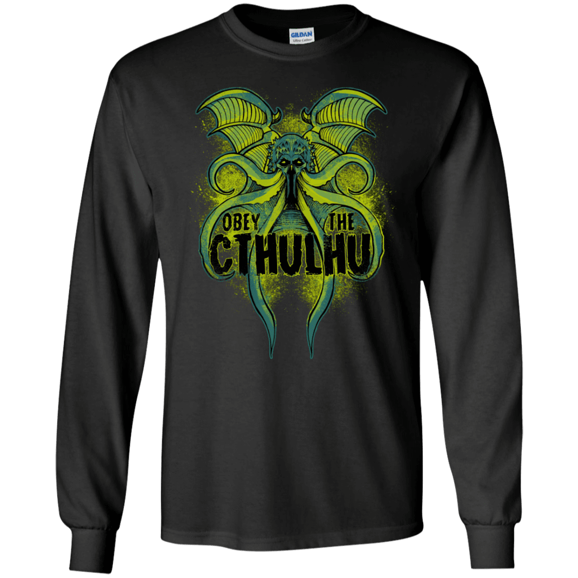 T-Shirts Black / S Obey the Cthulhu Neon Men's Long Sleeve T-Shirt