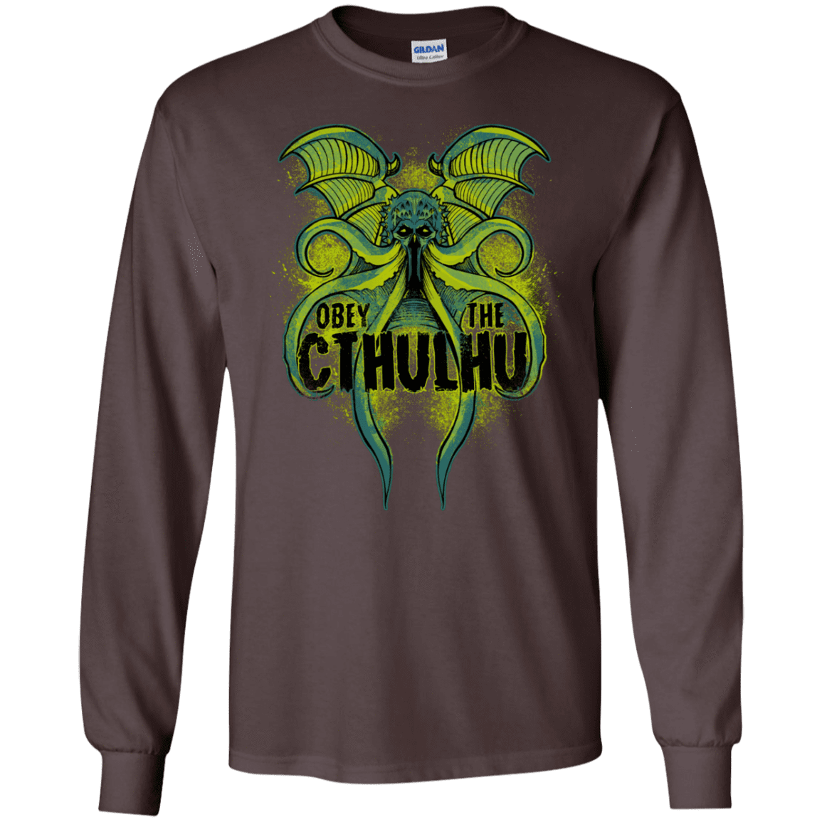 T-Shirts Dark Chocolate / S Obey the Cthulhu Neon Men's Long Sleeve T-Shirt