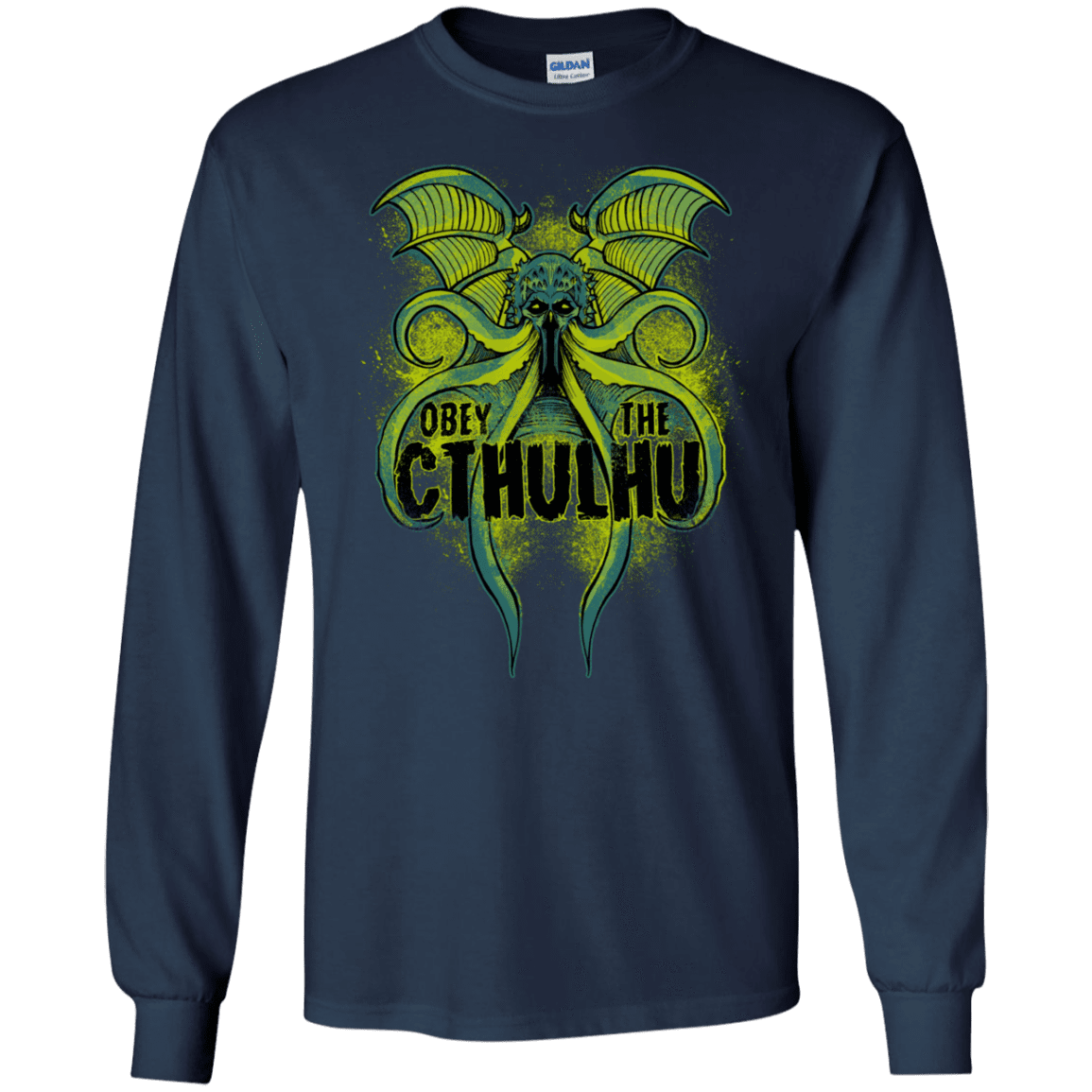 T-Shirts Navy / S Obey the Cthulhu Neon Men's Long Sleeve T-Shirt